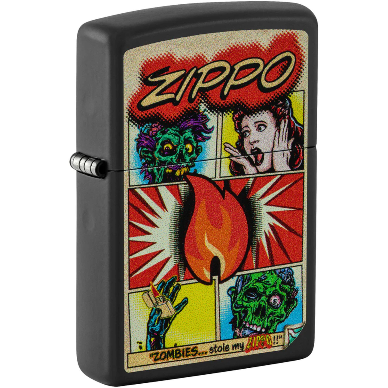 Ветрозащитная карманная зажигалка Zippo Comic Zombies Design Classic Черный матовый 46229