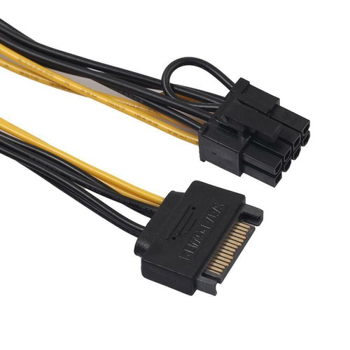 SATA 15 pin Male to 8 pin 6+2 PCI-Express PCIe Video Adapter! Card-NEW H7Y2 - Afbeelding 4 van 9