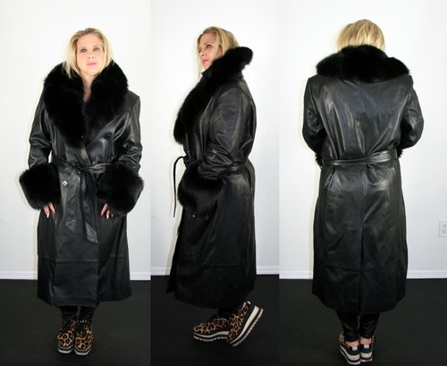 leather coat with fur collar and cuffs