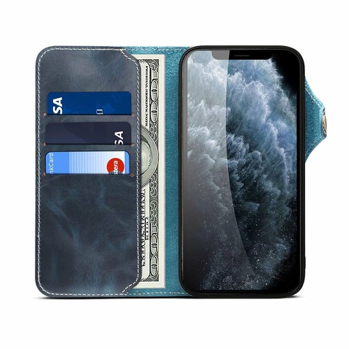 For iPhone 16e Pro Max 15 14 13 12 11 Real Cowhide Leather Flip Wallet Card Case - Picture 28 of 39