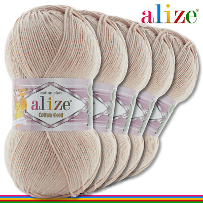 Alize 5 x 100 g Cotton Gold Wolle Baumwolle Sommerwolle Garn Amigurumi 65 Farben