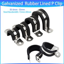 Morsetto per tubo flessibile in ferro zincato rivestito in gomma P clip foderato 15 mm larghezza 20 mm