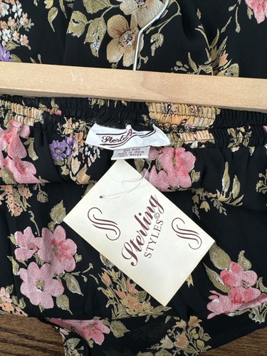 Sterling Styles Vtg Women’s Bias Skirts Black Floral 100% rayon One Size - Picture 7 of 10