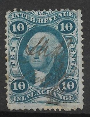 U.S.A. 1862 Washington - Internal Revenue - Fremdwährung 10c hellblau #R36d