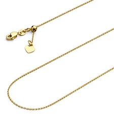 Wellingsale 14k Yellow Gold Solid 0.9mm Link Adjustable Necklace - 20"