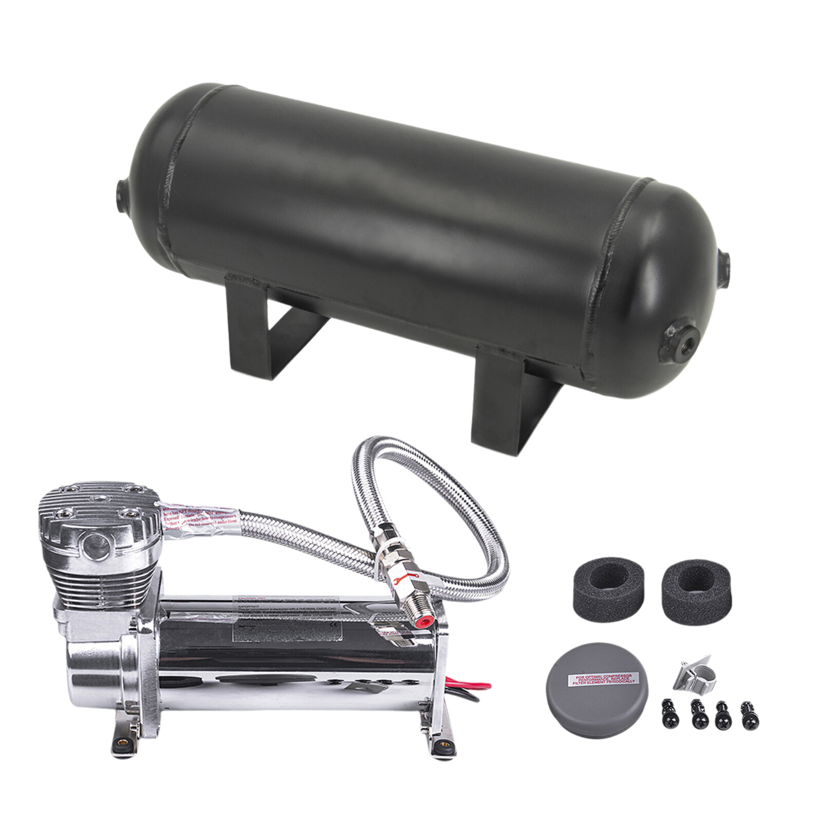200 PSI 12V Air Compressor + 3 Gallon Air Tank Kit For Truck Train