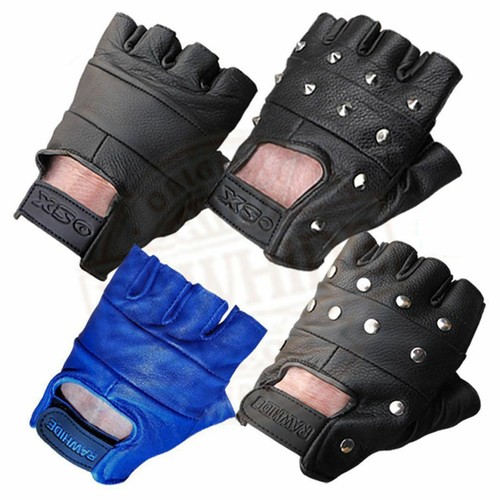 UNISEX LEATHER FINGERLESS GLOVES BIKER DRIVING CYCLING GYM TACTICAL & WHEELCHAIR - 第 3/5 張圖片