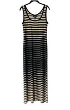 Connected Apparel Sleeveless Maxi Dress Black + Tan Striped Size 6