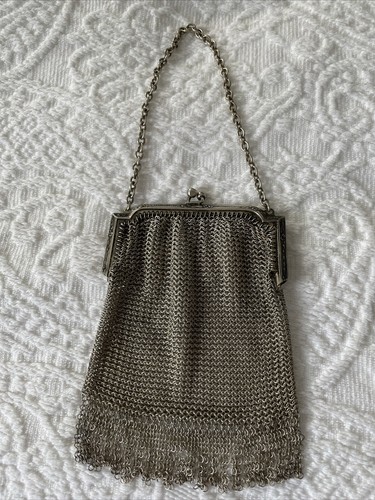 1920’s WHITING and DAVIS Vintage Mesh Metal Bag coin Purse - Picture 2 of 16