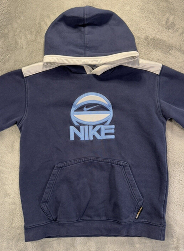 VTG Nike Hoodie Youth Large 14-16 Blue Basketball Pullover Sweatshirt Logo Y2K - Picture 4 of 13