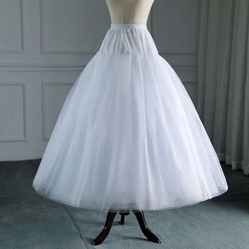 Enagua de tul blanco para vestido de novia estilo línea 4-8 capas sin aros nupcial - Imagen 2 de 12