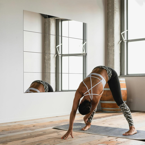 Home Gym Mirror Tiles - Large Square Mirrors (Glass, 16X12'' - 12PCS) for Home, - Picture 2 of 12