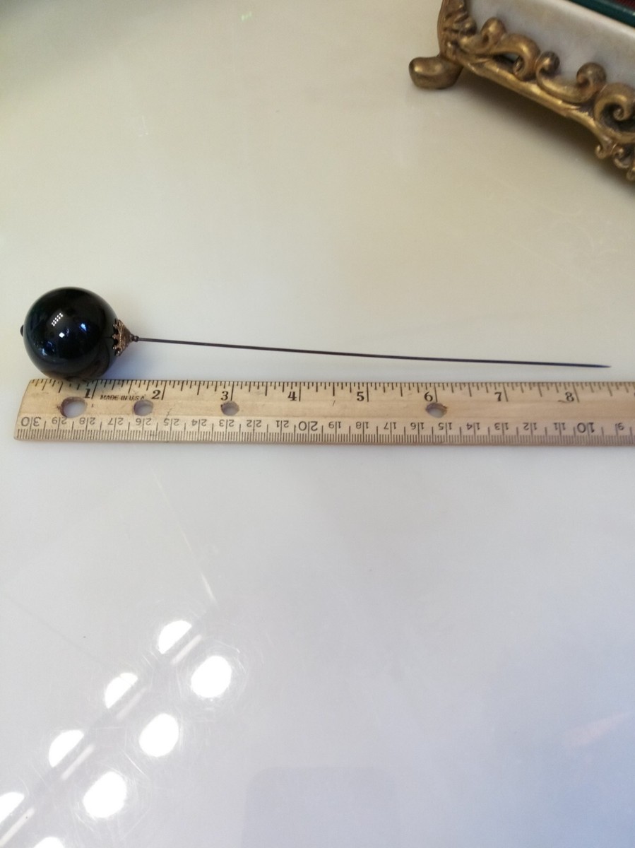 Antique Victorian Blown Glass Hat Pin 8 3/4 display picture 2