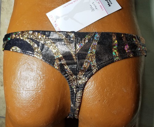 NWT Pumpers Men's Metallic Gold Thong Flat Front Bikini Swim Suit M-XXL - Picture 2 of 2