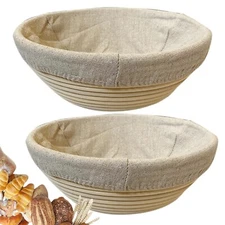 BREAD BANNETON PROOFING BASKET Baking Bowl Dough for Bakers Round 9" Set of 2