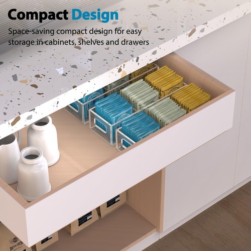 Tea Bag Organizer Small Clear Tea Bag Holder for Drawer Kitchen Cabinets Pant... - Picture 5 of 8