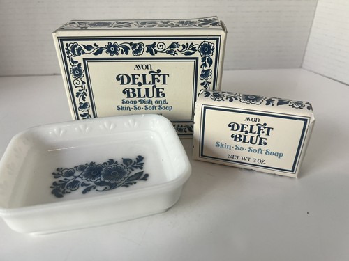 Avon Delft Blau Seifenschale und Haut So Soft Seife in Box - Bild 1 von 8