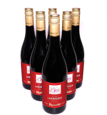 6 Fl. Lambrusco Dell ´Emilia Riunite  7,5% lieblich 0,75 l roter Perlwein IGT