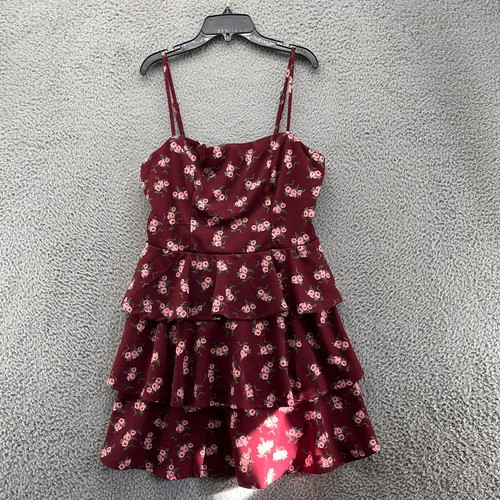 Rowa Dress Womens XL Red Floral Sun Dress Spaghetti Strap Floral New