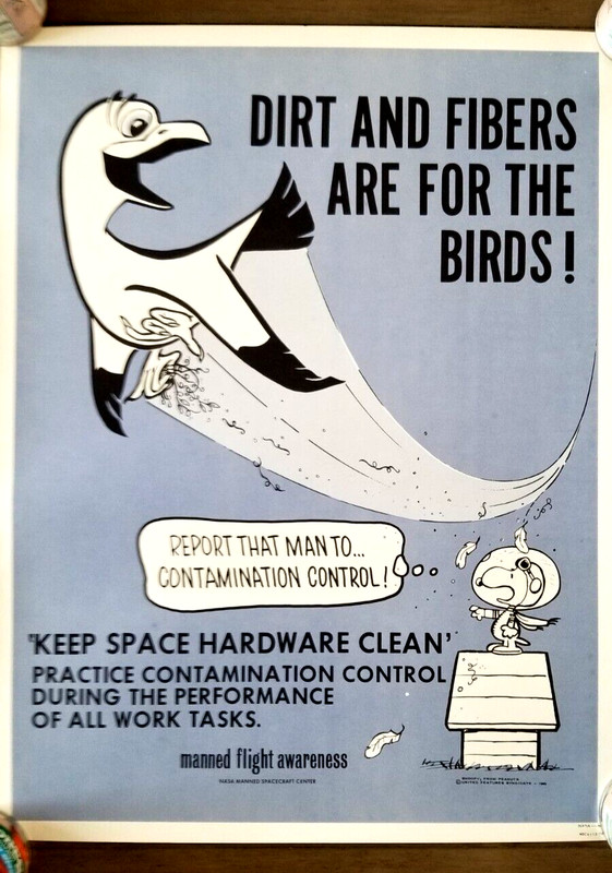 NASA Space Poster Snoopy "Dirt and Fibers are for the Birds"  21" x 16" Original