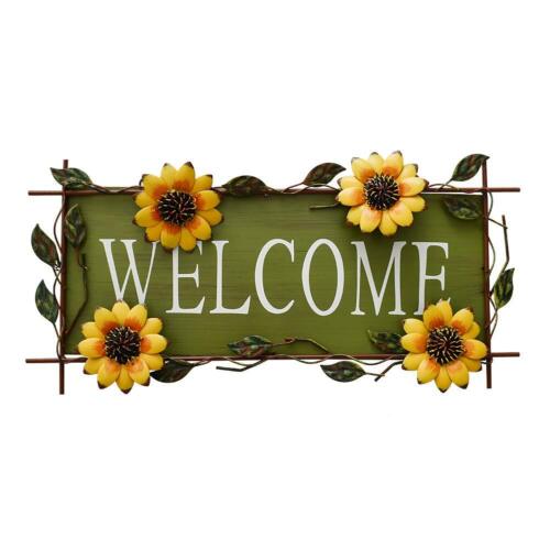 Welcome Sign Metal Hanging Sunflower Signs For Front Door Porch Wall Rustic Deco