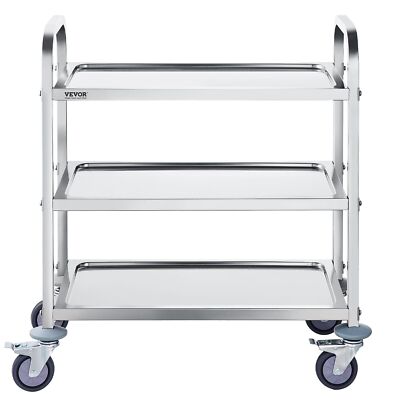 Stainless Steel Lab Cart - 3-Tier 400lb Capacity w/ Universal Locking Wheels