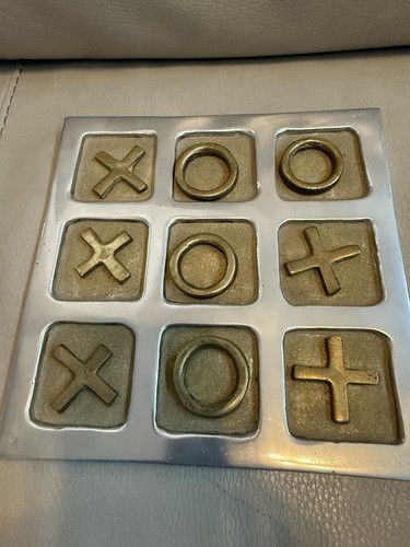 Juego de mesa vintage MCM aluminio latón macizo Tic Tac Toe 5 X's 4 O's 7,5x7,5 pulgadas - Imagen 3 de 7
