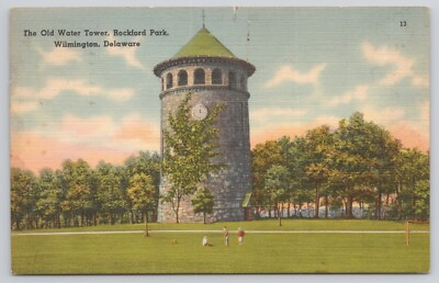 #ad Postcard Wilmington Delaware Old Water Tower Rockford Park 1954 $0.99