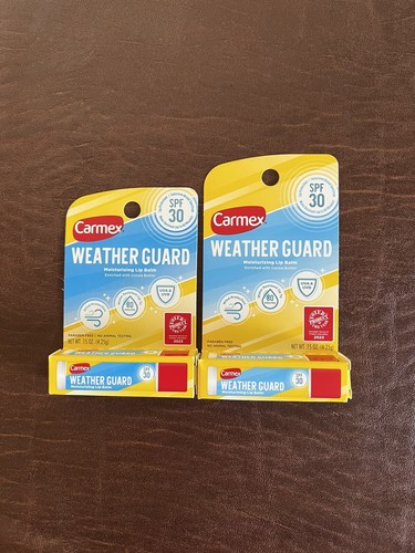 (2) Carmex Weather Guard Moisturizing Lip Balms .15oz SPF 30