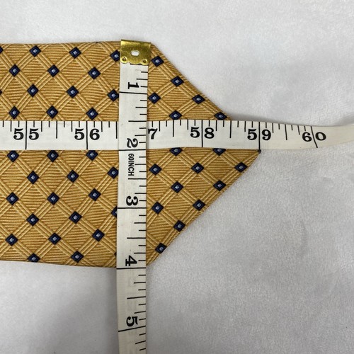 Nautica Neck Tie Mens 4”x59” Yellow Navy Plaid Square All Silk Pointed - Picture 4 of 5