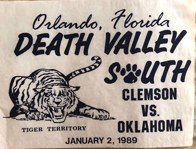 Vintage 1989 Death Valley South Clemson Vs Oklahoma  Iron On Transfer Tiger 