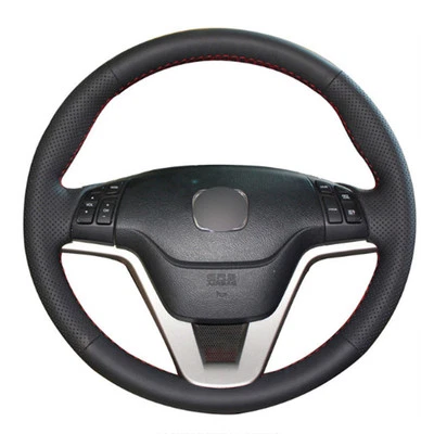 DIY Steering Wheel Cover Black Leather Hand Sewing For Honda CRV CR-V 07-11 - Imagen 1 de 4