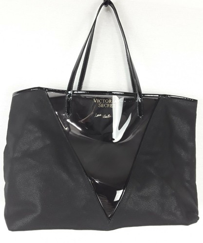 Victorias Secret Shimmer Clear V Tote Bag Carryall Purse Tiger Pouch SET - New