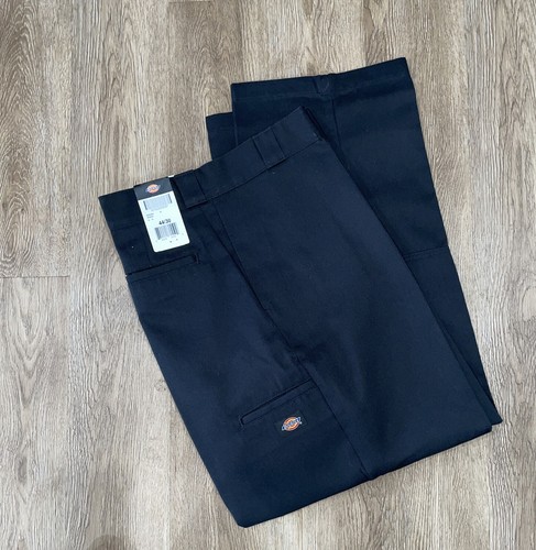 NWT DICKIES Men Loose Fit Twill Work Pants Black Double Knee Cell Phone Pocket