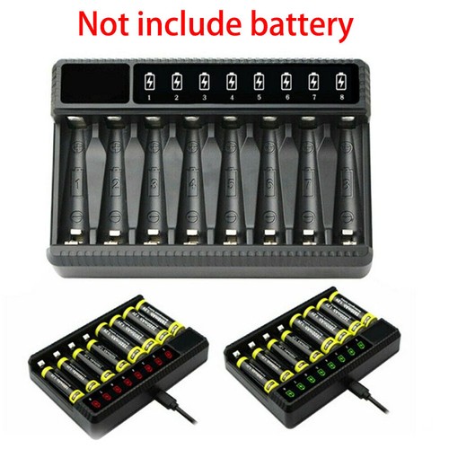 8 Slot Universal Ladegerät für AA AAA Akku Ladestation Schnellaufladegerät - Bild 1 von 8