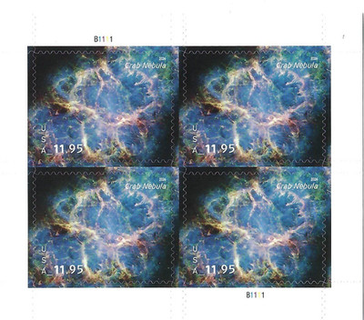 Crab Nebula USPS Priority Mail Stamps Pane 11.95 x 4 = 47.80 !!Free Shipping!!