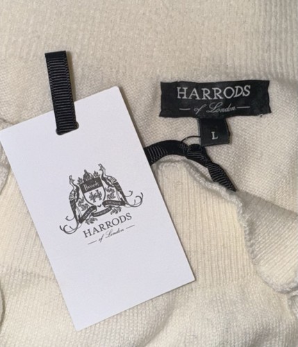 HARRODS STRICKJACKE ELFENBEIN 100% SUPER WEICHER KASCHMIR KNOPF GR. XL NEU - Bild 12 von 13