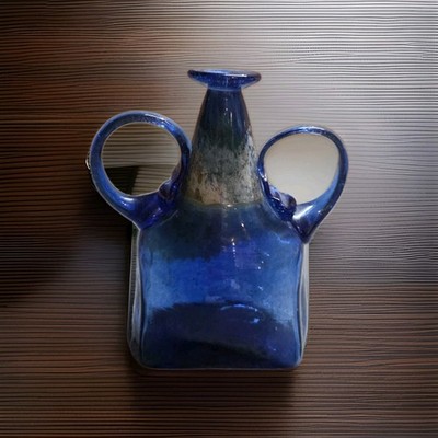 Beautiful VTG Cobalt Blue Amphora Style Art Glass Vase-Signed/Dated by Artist