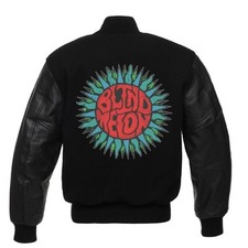 Blind Melon All Black Letterman Varsity Jacket Wool  Genuine Leather Sleeves