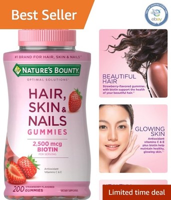 Nature's Bounty Strawberry Gummies - Hair Skin and Nails Biotin 2500 mcg, 200 Ct
