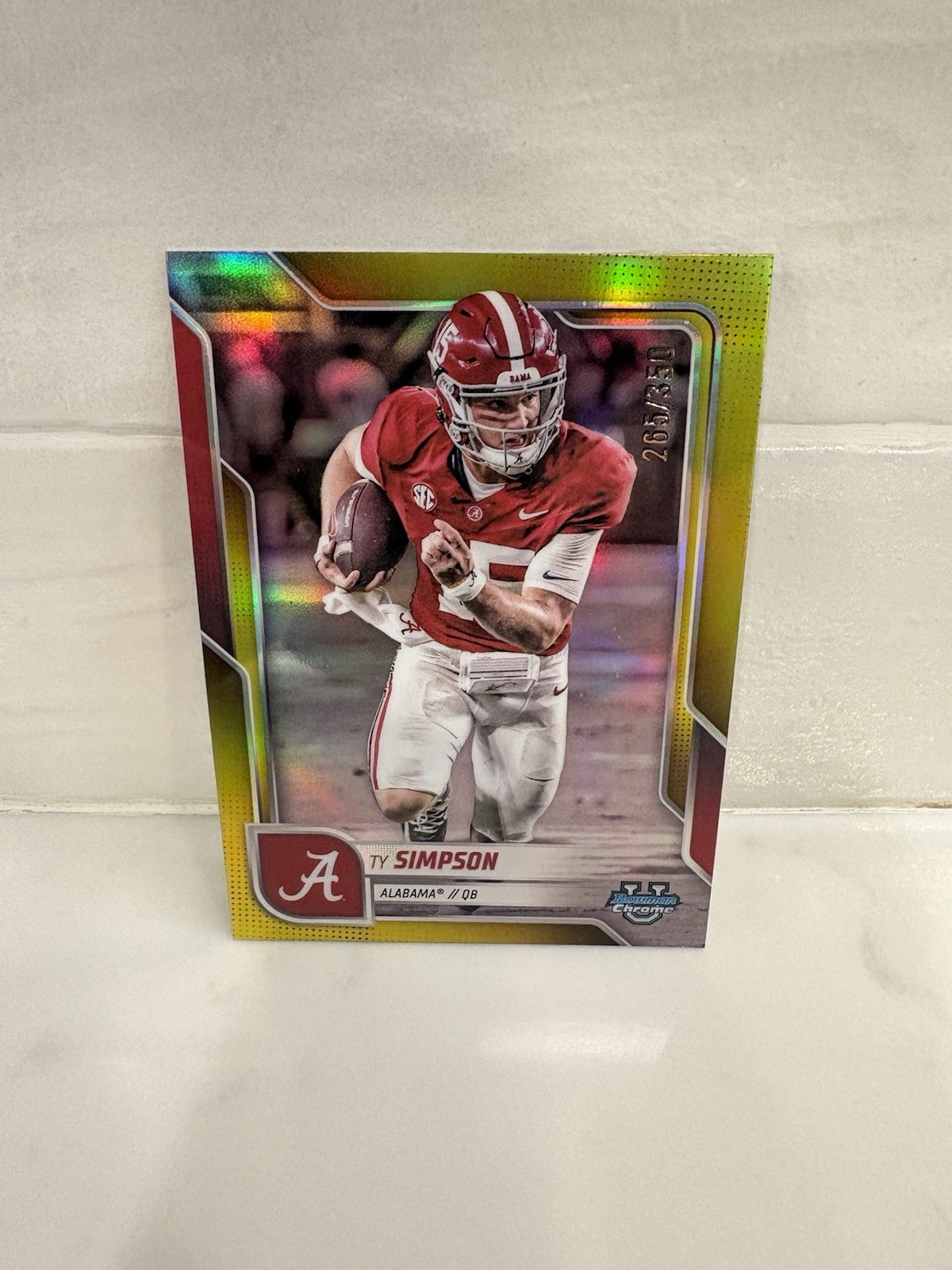2025 Bowman University Chrome Ty Simpson #151 Yellow Refractor /350 (RC)