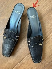 Stuart Weitzman Black Calf Pebbled Leather Tassel Mules 9 N No Box READ