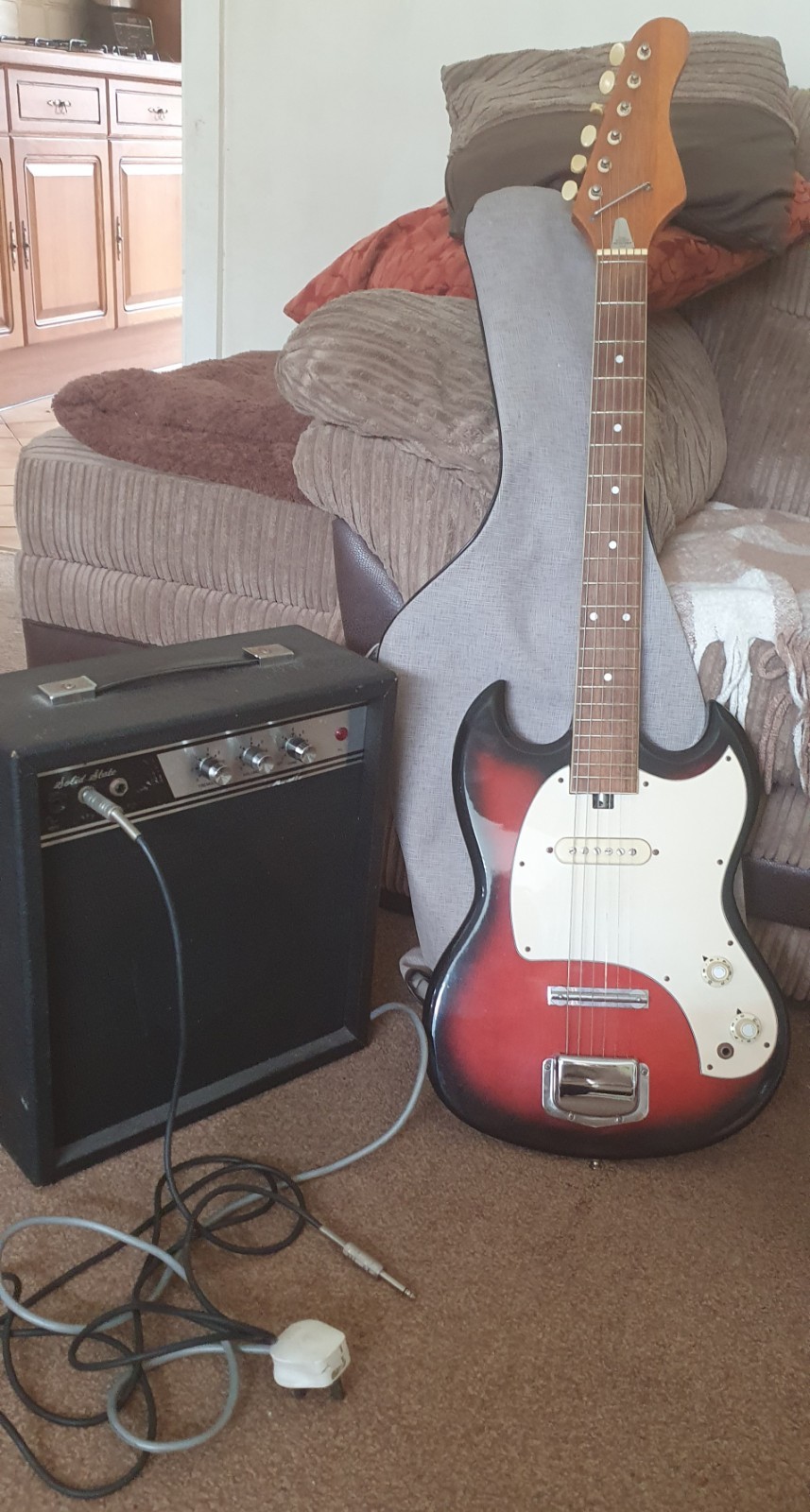 Vintage 1960s  /  70s  Japanese SG style Electric Guitar With Amplifier