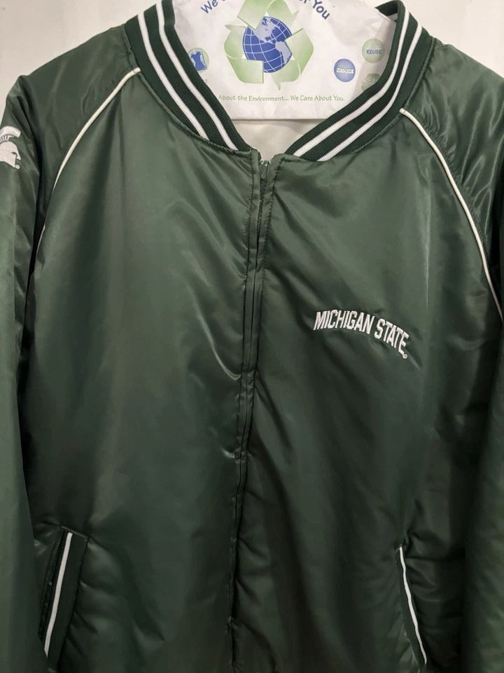 CHAQUETA UNIVERSITARIA REVERSIBLE DE COLECCIÓN AÑOS 90 Michigan State Spartans talla XXL -LEER Foto 4 de 4