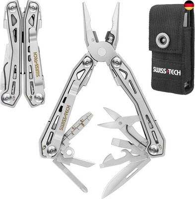 Swiss+Tech Multitool 16 in 1, Multifunktionszange Edelstahl Faltbares Multifunks
