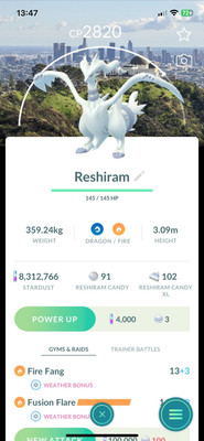 Reshiram LA Hintergrund - Pokémon Trade Go