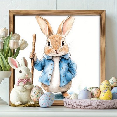 Vintage Easter Storybook Bunny Sign Spring Home And Nursery Wall Decoration Gift