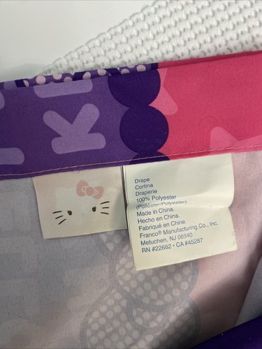 Hello Kitty Window Curtains 2 Panels with Tie Backs Pink Purple Kids Room 40x64 - Picture 9 of 16
