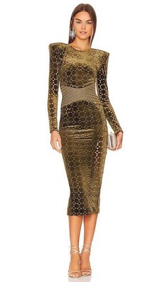 green emerald velvet dress Zhivago Green Sequin Wrap Dress with Shoulder Pads US4