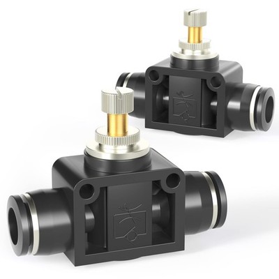 1 PC 1/4 inch Tube OD Air Flow Control Valve In-Line Speed Controller
